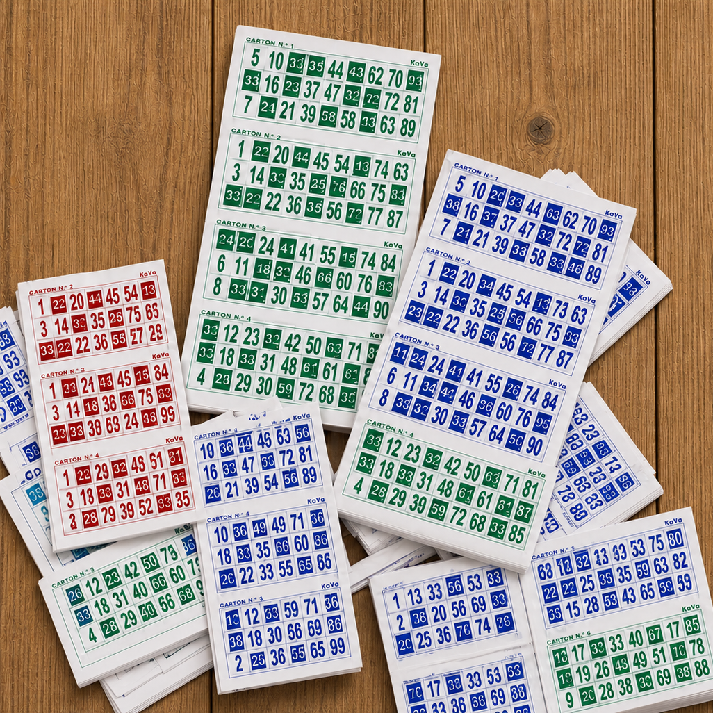 KEKA 300 Cartones para Bingo de 90 Bolas (Azul